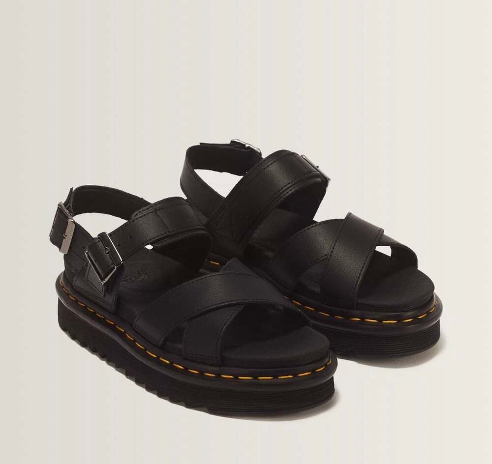 Dr. Martens Women's Voss II Leather Strap Sandals in Black size 7
